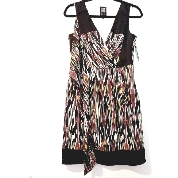 Jax Dresses & Skirts - JAX NWT Women's Sleeveless‎ Black Surplice Faux Wrap Ikat Dress